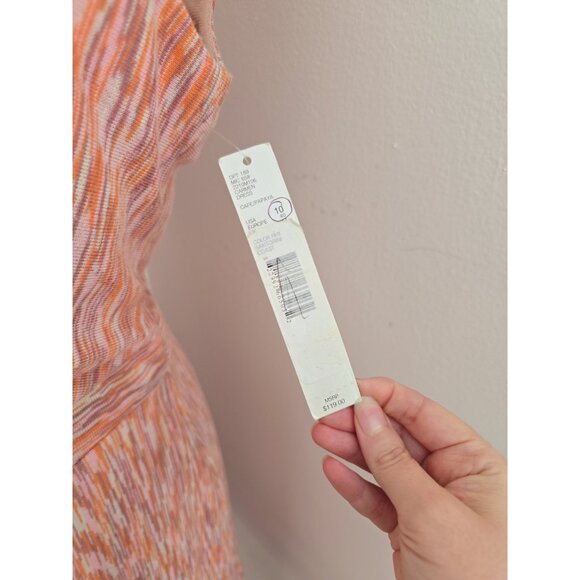 Alex Marie Carmen Orange Knit Ruched Cap Sleeves Sheath V-Neck Lined Dress 10 M - Picture 12 of 14